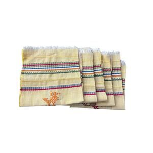 Vintage Linen Embroidered Napkins Fringed Edge Birds Southwestern
